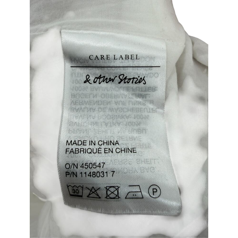 & Other Stories Embroidered Tie Front Cotton Mini Dress White US 12 - Picture 11 of 12